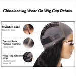 Chinalacewig Wear Go Pre Cut HD Lace 5*5 Closure Wig Quick & Easy Glueless Wig With Breathable Cap Air Wig CS016