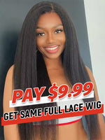 Chinalacewig 150% Density Natural Color Kinky Straight With Bangs Glueless Full HD Lace Wig S06