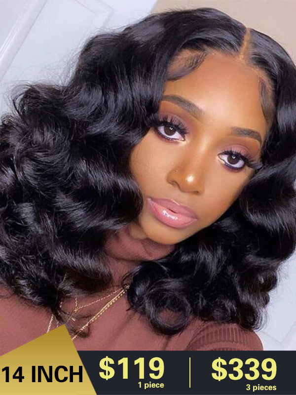 New Year Sale Chinalacewig Bob Wave 13X4 HD Lace Human Hair Lace Wigs With Bleached Knots TF07