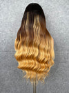 Chinalacewig 30A Custom Ombre Color 13x6 Lace Frontal Wig Bleached Knots Human Virgin Hair C016