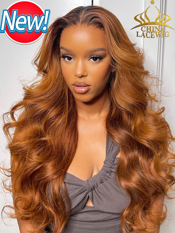 Chinalacewig Ombre Black Root Scottish Ginger Orange Color Human Hair