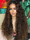 Chinalacewig Brown Highlights Curly Glueless 5x5 Closure Lace Wig Beginner Friendly CL05