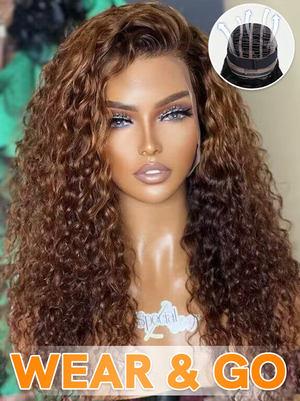 Chinalacewig Wear Go Pre Cut HD Lace 5*5 Closure  Curly Quick & Easy Glueless Wig With Breathable Cap Air Wig CS014