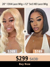 Chinalacewig Anniversary Sale Bob Wig #613 Blonde Wave 13x4 Lace Front Wig Two Wigs CD02