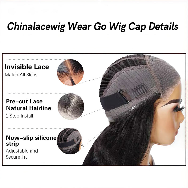 Chinalacewig Wear Go Pre Cut HD Lace 5*5 Closure Wig Quick & Easy Glueless Wig With Breathable Cap Air Wig CS016