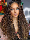Chinalacewig Brown Highlights Curly Glueless 5x5 Closure Lace Wig Beginner Friendly CL05