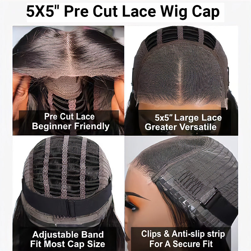 Chinalacewig Wear Go Pre Cut HD Lace 5*5 Closure Wig Silk Body Wave Quick & Easy Glueless Wig With Breathable Cap Air Wig CS020