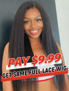 Chinalacewig 150% Density Natural Color Kinky Straight With Bangs Glueless Full HD Lace Wig S06
