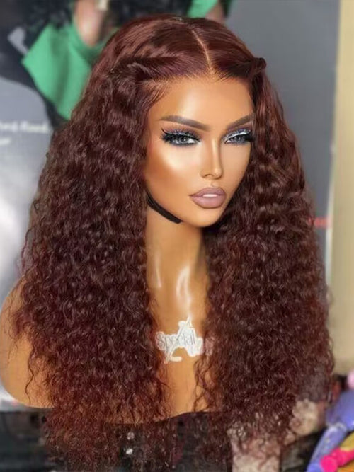 Chinalacewig Wear Go Pre Cut HD Lace 5*5 Closure Red Brown Curly Quick & Easy Glueless Wig With Breathable Cap Air Wig