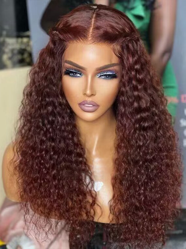 Chinalacewig Wear Go Pre Cut HD Lace 5*5 Closure Red Brown Curly Quick & Easy Glueless Wig With Breathable Cap Air Wig