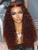 Chinalacewig Wear Go Pre Cut HD Lace 5*5 Closure Red Brown Curly Quick & Easy Glueless Wig With Breathable Cap Air Wig