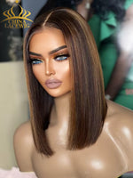 Chinalacewig Blonde Highlights Glueless 5x5 Closure HD Lace Stacked Bob Wig CL04