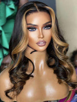 Chinalacewig Highlight Honey Brown Color Body Wave Glueless HD Invisible Lace Wigs HG07