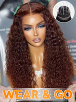 Chinalacewig Wear Go Pre Cut HD Lace 5*5 Closure Red Brown Curly Quick & Easy Glueless Wig With Breathable Cap Air Wig