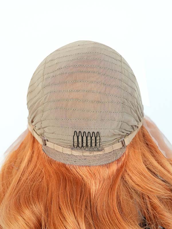 Black Friday Sale 13x4 Transparent Lace Front Human Hair Wig 26 inches Orange Color Body Wave Wig FS08
