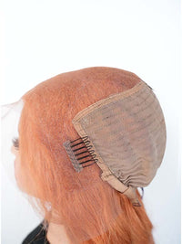 Black Friday Sale 13x4 Transparent Lace Front Human Hair Wig 26 inches Orange Color Body Wave Wig FS08