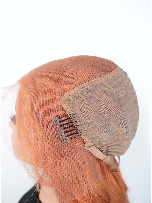 Black Friday Sale 13x4 Transparent Lace Front Human Hair Wig 26 inches Orange Color Body Wave Wig FS08