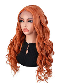 Black Friday Sale 13x4 Transparent Lace Front Human Hair Wig 26 inches Orange Color Body Wave Wig FS08