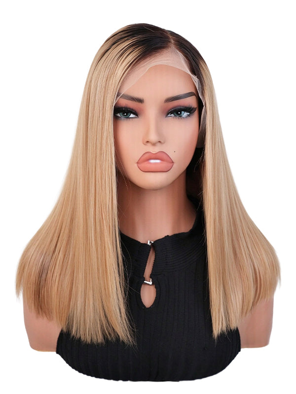Black Friday Sale 13x4 Transparent Lace Front Human Hair Wig Ombre Blonde Color Bob Wig FS03