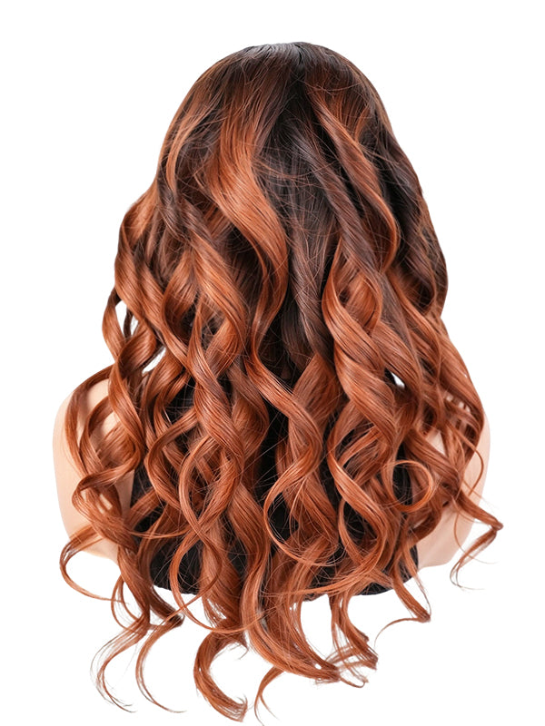 Black Friday Sale 13x4 Transparent Lace Front Human Hair Wig Ombre Brown Color Wave Wig FS010