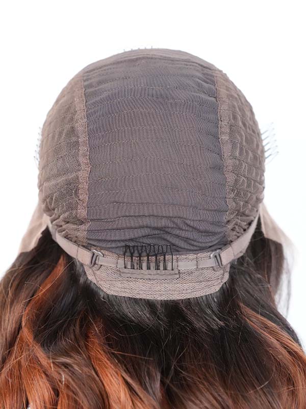 Black Friday Sale 13x4 Transparent Lace Front Human Hair Wig Ombre Brown Color Wave Wig FS010