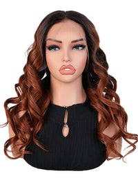 Black Friday Sale 13x4 Transparent Lace Front Human Hair Wig Ombre Brown Color Wave Wig FS010