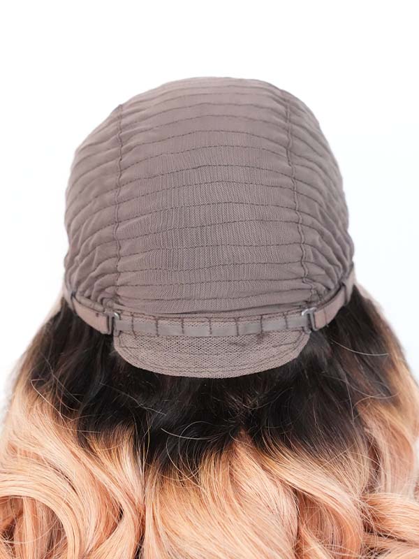 Black Friday Sale 13x4 Transparent Lace Front Human Hair Wig Ombre Light Orange With Black Root Body Wave Wig FS06