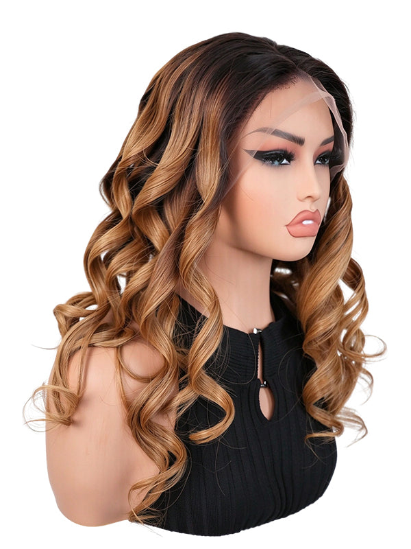 Black Friday Sale 13x4 Transparent Lace Front Human Hair Wig Ombre #T1b30 Body Wave Wig FS09