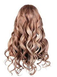 Black Friday Sale 13x6 Transparent Lace Front Human Hair Wig Light Ash Brown with Blonde Money Piece Highlights Wavy Wig FS04