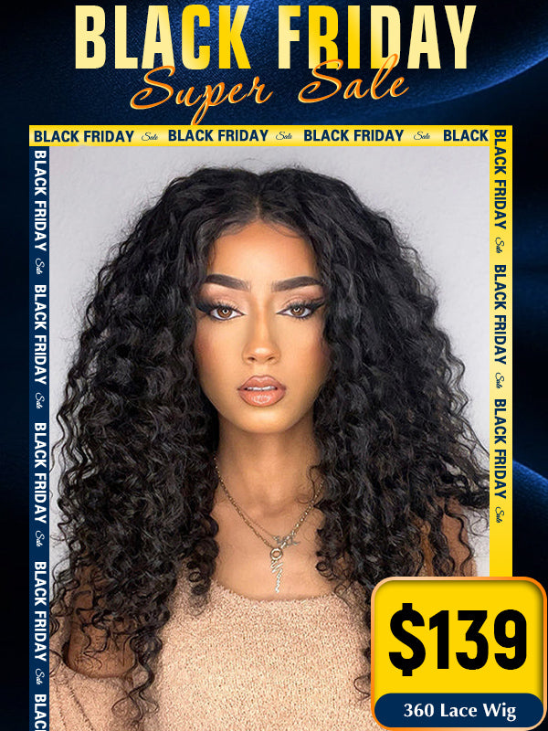 Black Friday Sale 360 Lace Wig Midium brown Lace Curly Human Hair Wig FS08