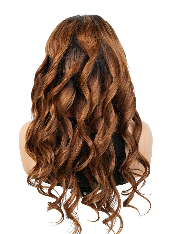 Black Friday Sale HD Full Lace Wig With Diamond Fake Scalp Ginger Color Body Wave Wig FS01