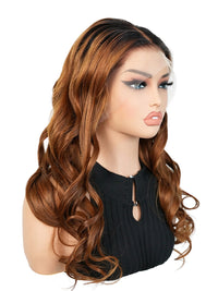 Black Friday Sale HD Full Lace Wig With Diamond Fake Scalp Ginger Color Body Wave Wig FS01