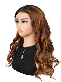 Black Friday Sale HD Full Lace Wig With Diamond Fake Scalp Ginger Color Body Wave Wig FS01