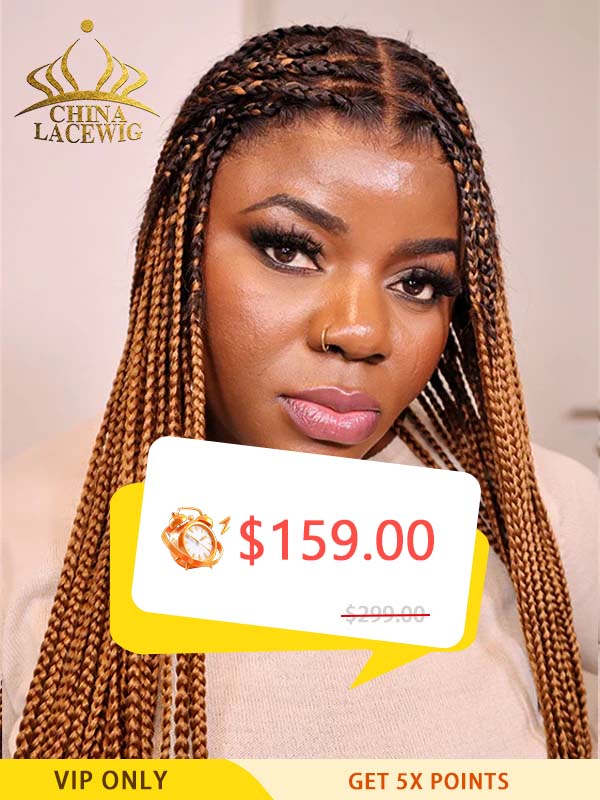 🔥 Black Friday Sale Chinalacewig Beyoncé Honey Blonde Knotless Braid Wig Swiss Full Lace with Human Hair Roots CB01