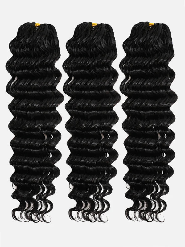 Chinalacewig Deep Wave Pre-Separated Human Hair Crochet Hair Extensions  Natural Looking Seamless Protective Style CU03