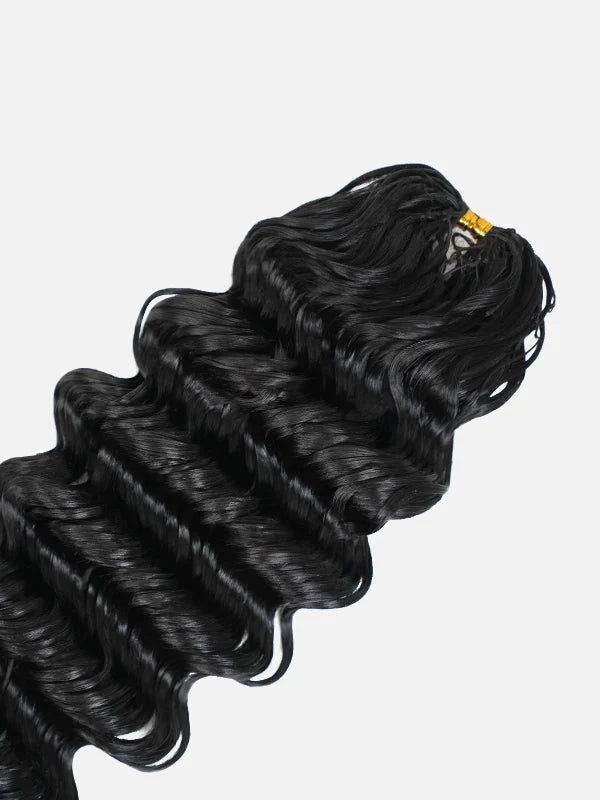 Chinalacewig Deep Wave Pre-Separated Human Hair Crochet Hair Extensions  Natural Looking Seamless Protective Style CU03
