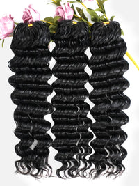 Chinalacewig Deep Wave Pre-Separated Human Hair Crochet Hair Extensions  Natural Looking Seamless Protective Style CU03
