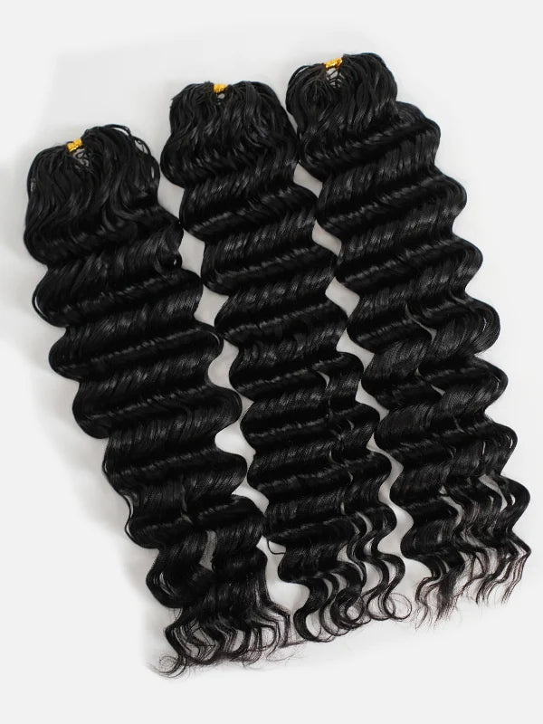 Chinalacewig Deep Wave Pre-Separated Human Hair Crochet Hair Extensions  Natural Looking Seamless Protective Style CU03