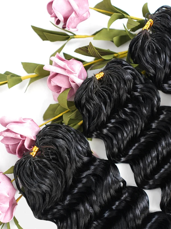 Chinalacewig Deep Wave Pre-Separated Human Hair Crochet Hair Extensions  Natural Looking Seamless Protective Style CU03