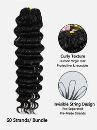 Chinalacewig Deep Wave Pre-Separated Human Hair Crochet Hair Extensions | Natural Looking Seamless Protective Style CU03