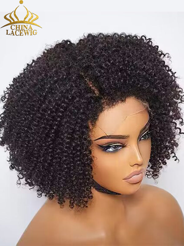 Chinalacewig Flash Sale 4C Edges Curly Baby Hairline Natural Color Jerry Curly 5x5 Lace Closure Wig  CW01