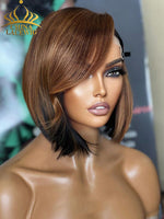 Chinalacewig Honey Brown Ombre 5x5 HD Glueless Bob Lace Wig Beginner Friendly CL08