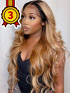 Chinalacewig Ombre Blonde Color Body Wave Virgin Human Hair 360 HD Lace Wigs CF230