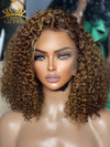 Chinalacewig 7x5.5 Royal 007 Lace Wig Ombre Brown Curly Wear &Go Breathable Cap WigCL011