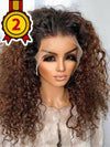 Chinalacewig Ombre Chocolate Brown Curly Compact 13X6 HD Lace Front Wig CF423
