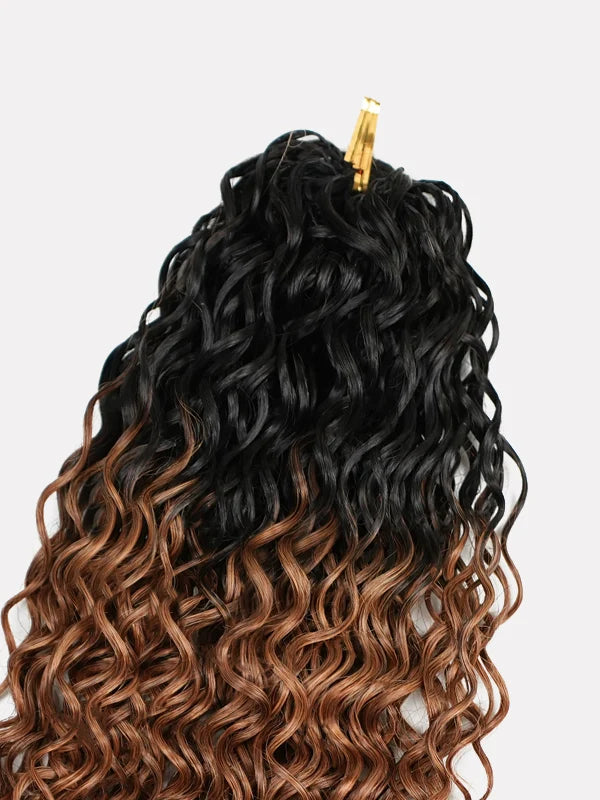 Chinalacewig Water Wave 1B/30 Pre-Separated Human Hair Crochet Hair Extensions | Natural Looking Protective Style CU04