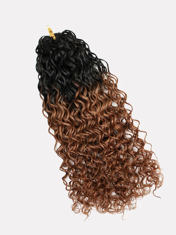 Chinalacewig Water Wave 1B/30 Pre-Separated Human Hair Crochet Hair Extensions | Natural Looking Protective Style CU04
