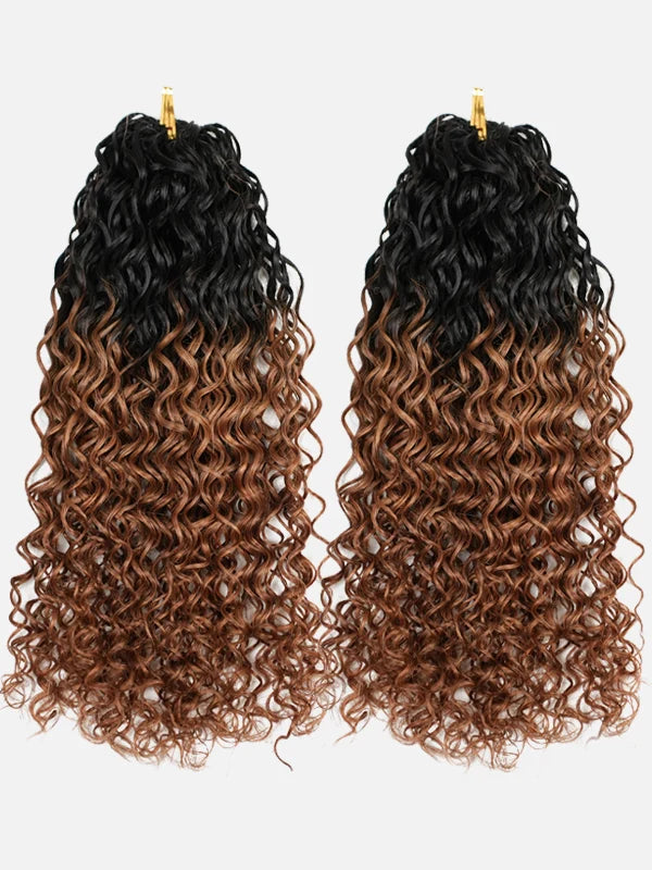 Chinalacewig Water Wave 1B/30 Pre-Separated Human Hair Crochet Hair Extensions | Natural Looking Protective Style CU04