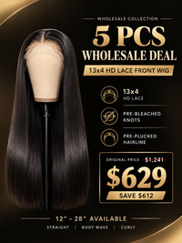 Chinalacewig 5 Pcs Wholesale Deal: 13x4 HD Lace Front Human Hair Wigs Pre-Bleached Knots & Pre-Plucked Hairline WH012