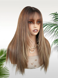 Chinalacewig 5x5 Highlight Layered Cut HD Lace Glueless Human Hair Wig with Invisible Drawstring CA09